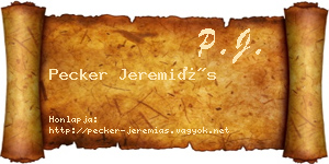 Pecker Jeremiás névjegykártya